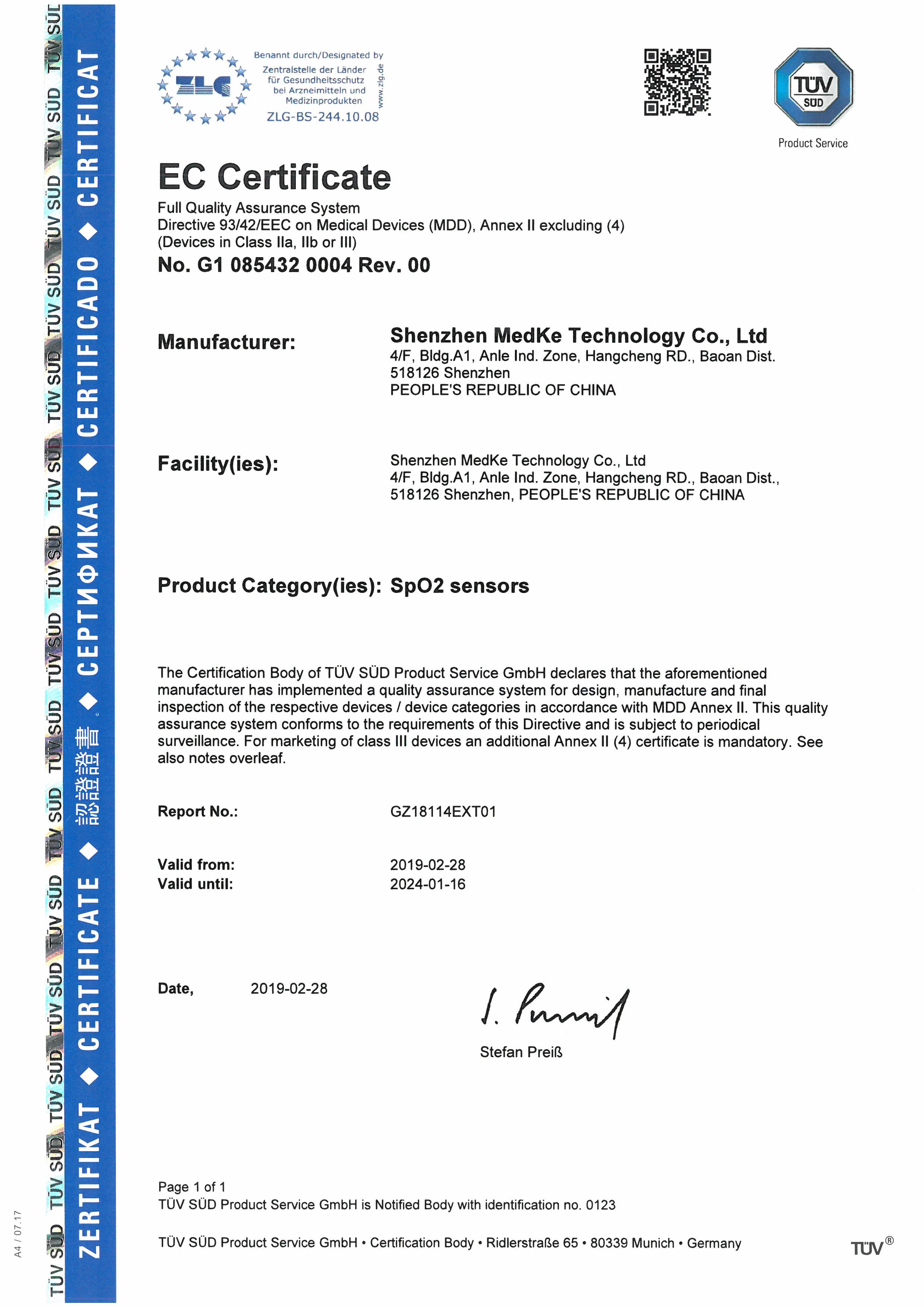 Porcellana Shenzhen Medke Technology Co., Ltd. Certificazioni